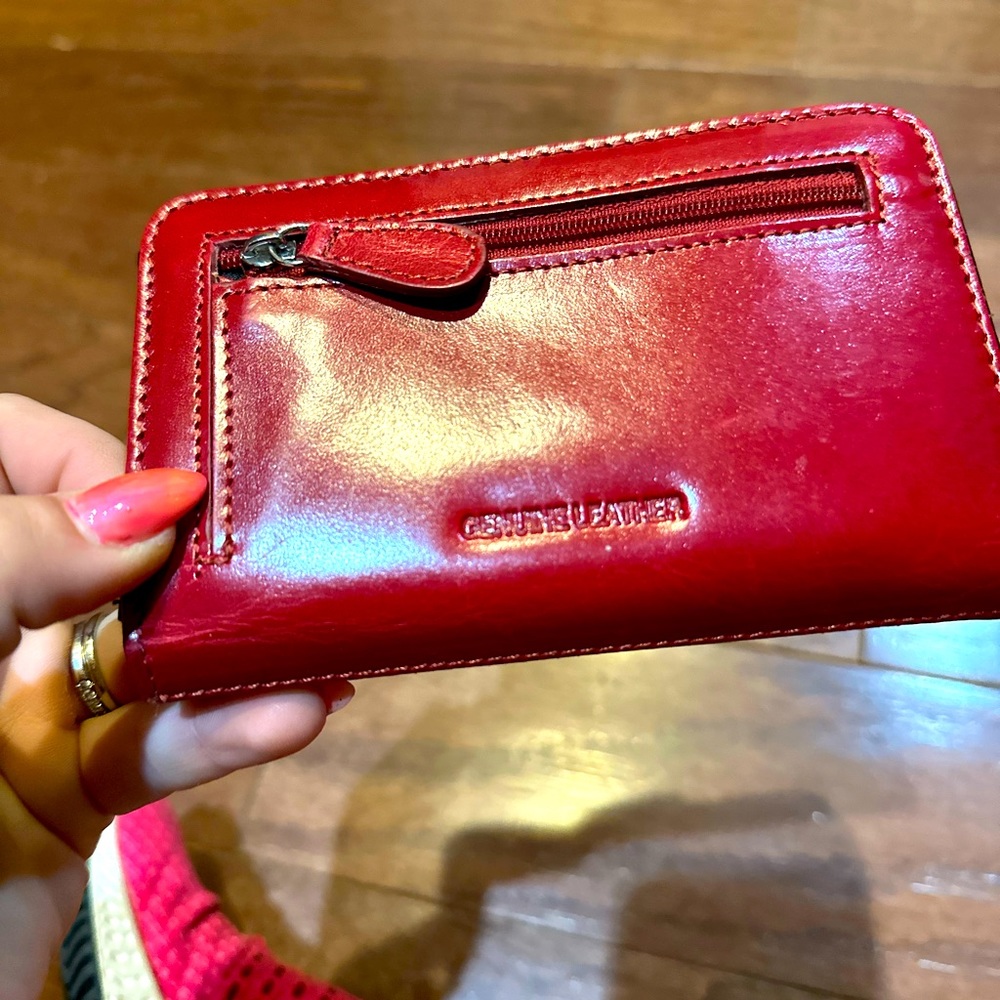 Red Wallet Genuine Leather Zip Up